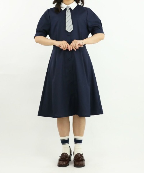 F i.n.t（フィント）の「マルチストライプネクタイ付きシャツワンピース/fint（シャツワンピース・レディース・ライトブルー/ピンクベージュ/ネイビー×ホワイト・FREE）」の6枚目の写真