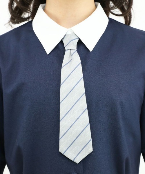 F i.n.t（フィント）の「マルチストライプネクタイ付きシャツワンピース/fint（シャツワンピース・レディース・ライトブルー/ピンクベージュ/ネイビー×ホワイト・FREE）」の7枚目の写真