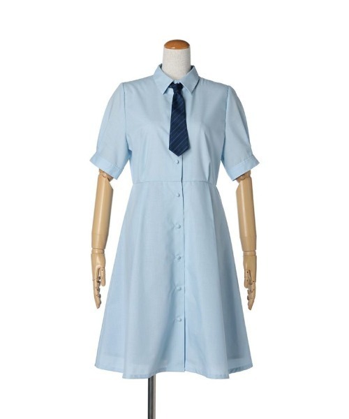 F i.n.t（フィント）の「マルチストライプネクタイ付きシャツワンピース/fint（シャツワンピース・レディース・ライトブルー/ピンクベージュ/ネイビー×ホワイト・FREE）」の13枚目の写真