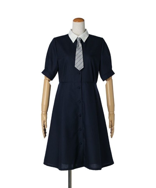 F i.n.t（フィント）の「マルチストライプネクタイ付きシャツワンピース/fint（シャツワンピース・レディース・ライトブルー/ピンクベージュ/ネイビー×ホワイト・FREE）」の14枚目の写真