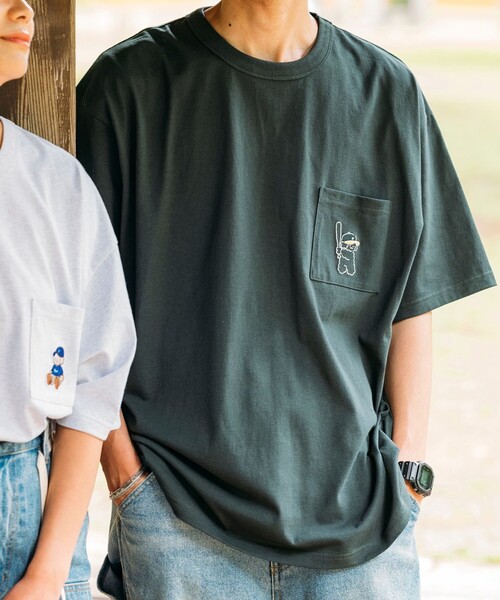 FREAK'S STORE（フリークスストア）の「tombonia/トムボニア 別注 ベースボール バックプリント クルーネック ポケットTシャツ（Tシャツ/カットソー・メンズ・グレー/チャコールグレー/ホワイト/グリーン・MEDIUM/LARGE）」の21枚目の写真