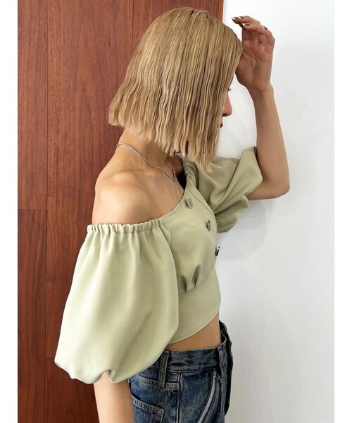 EMODA（エモダ）の「ボックスEボタントップ（シャツ/ブラウス・レディース・グリーン/ブルー/グレー/ブラック・FREE）」の14枚目の写真