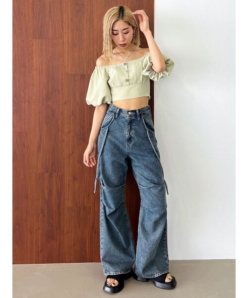 EMODA（エモダ）の「ボックスEボタントップ（シャツ/ブラウス・レディース・グリーン/ブルー/グレー/ブラック・FREE）」の16枚目の写真