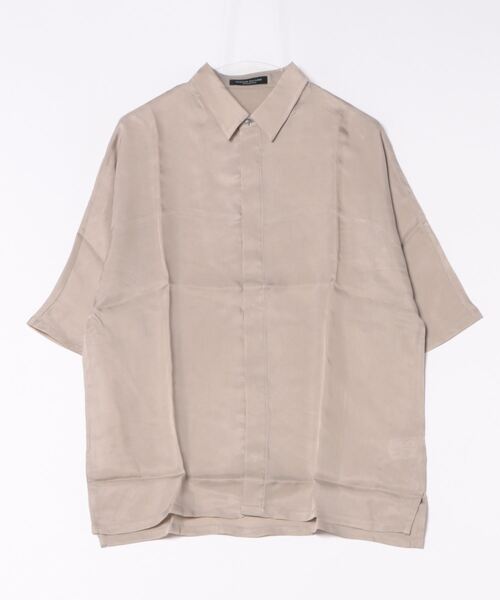 CUSTOM CULTURE（カスタムカルチャー）の「【Custom Culture】キュプラTWILL ドルマン ショートスリーブ シャツ（シャツ/ブラウス・メンズ・ライトベージュ/ブラウン系その他/ブラック/ホワイト系その他/サックスブルー・3/2）」の9枚目の写真