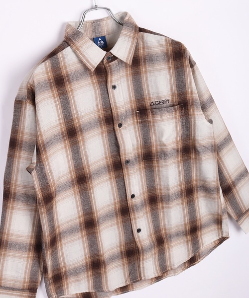 GERRY（ジェリー）の「GERRY フランネルシャツ オンブレチェック 長袖シャツ（シャツ/ブラウス・メンズ・ブラック/ブラックミックス/ホワイト/ブラウン/サックスブルー/ブルー/ベージュ・M/L/LL）」の6枚目の写真