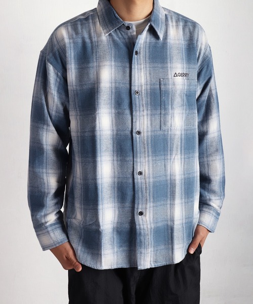 SUPREME オンブレチェック 長袖シャツ 刺繍ロゴ グレー L SUPREME