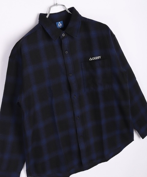 GERRY（ジェリー）の「GERRY フランネルシャツ オンブレチェック 長袖シャツ（シャツ/ブラウス・メンズ・ブラック/ブラックミックス/ホワイト/ブラウン/サックスブルー/ブルー/ベージュ・M/L/LL）」の7枚目の写真