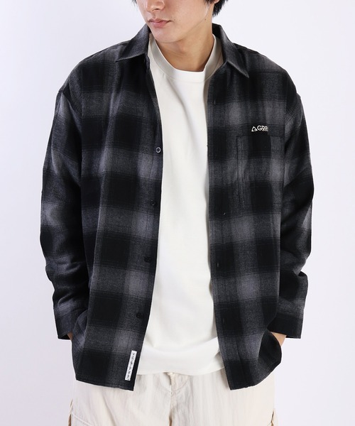 GERRY（ジェリー）の「GERRY フランネルシャツ オンブレチェック 長袖シャツ（シャツ/ブラウス・メンズ・ブラック/ブラックミックス/ホワイト/ブラウン/サックスブルー/ブルー/ベージュ・M/L/LL）」の17枚目の写真