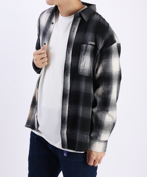 GERRY（ジェリー）の「GERRY フランネルシャツ オンブレチェック 長袖シャツ（シャツ/ブラウス・メンズ・ブラック/ブラックミックス/ホワイト/ブラウン/サックスブルー/ブルー/ベージュ・M/L/LL）」の19枚目の写真