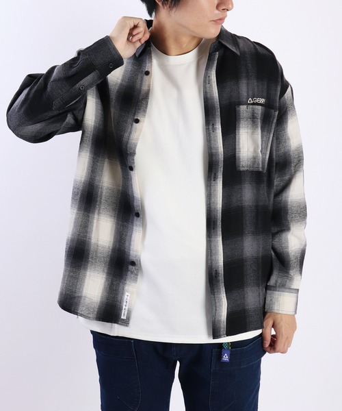 GERRY（ジェリー）の「GERRY フランネルシャツ オンブレチェック 長袖シャツ（シャツ/ブラウス・メンズ・ブラック/ブラックミックス/ホワイト/ブラウン/サックスブルー/ブルー/ベージュ・M/L/LL）」の18枚目の写真