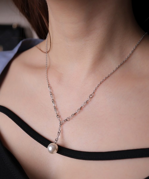 LIPSERVICE(リップサービス)の「ドロップパールクリアネックレス(ネックレス・レディース・ゴールド/シルバー・FREE)」の1枚目の写真