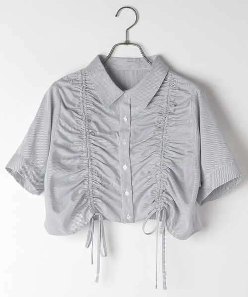 Heather（ヘザー）の「ドロストシャツ（半袖）　136030（シャツ/ブラウス・レディース・グレー系その他/ホワイト/ブルー系その他・FREE）」の4枚目の写真