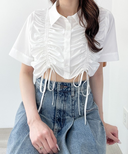 Heather（ヘザー）の「ドロストシャツ（半袖）　136030（シャツ/ブラウス・レディース・グレー系その他/ホワイト/ブルー系その他・FREE）」の13枚目の写真