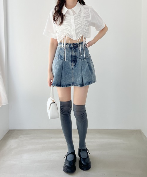 Heather（ヘザー）の「ドロストシャツ（半袖）　136030（シャツ/ブラウス・レディース・グレー系その他/ホワイト/ブルー系その他・FREE）」の15枚目の写真