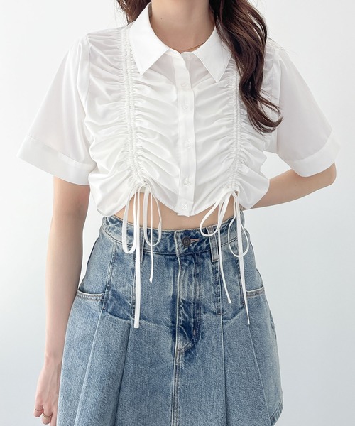 Heather（ヘザー）の「ドロストシャツ（半袖）　136030（シャツ/ブラウス・レディース・グレー系その他/ホワイト/ブルー系その他・FREE）」の14枚目の写真