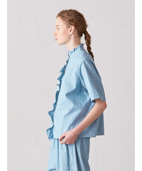【超美品】Midi Umi ミディウミ　フリルショートハーフスリーブシャツ MidiUmi（ミディウミ）の「MidiUmi フリルショートハーフ