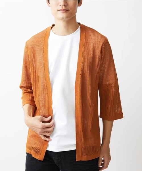MK MICHEL KLEIN HOMME (エムケーミッシェルクランオム)の「カーディガン / シャインメッシュ(カーディガン/ボレロ・メンズ・マスタード/ブルー/ブラック・48/46/51)」の4枚目の写真