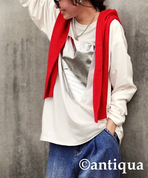 セール】箔押しロンT（Tシャツ/カットソー）｜antiqua（アンティカ）の