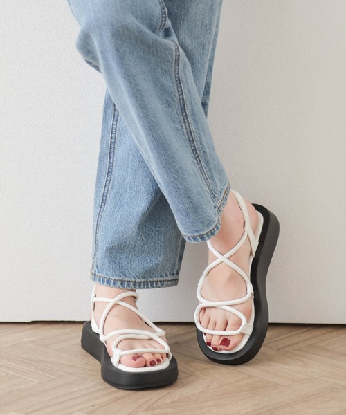 La-gemme（ラジェム）の「クロスストラップサンダル（サンダル・レディース・ホワイト/ブラック/ブラウン/オリーブ・36/37/40/38/39/35）」の20枚目の写真