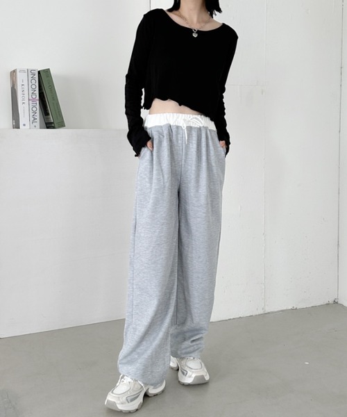 CLEA(クレア)の「ウエスト切り替えスウェットパンツ(スウェットパンツ・レディース・ブラック/グレー・M)」の14枚目の写真