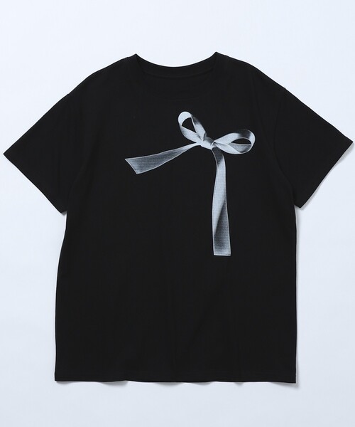 Firsthand（ファーストハンド）の「Firsthand/ファーストハンド オーガニックコットンビッグリボンプリントTシャツ / フロントデザインTシャツ（Tシャツ/カットソー・レディース・ブラック/ホワイト/ネイビー・FREE）」の5枚目の写真