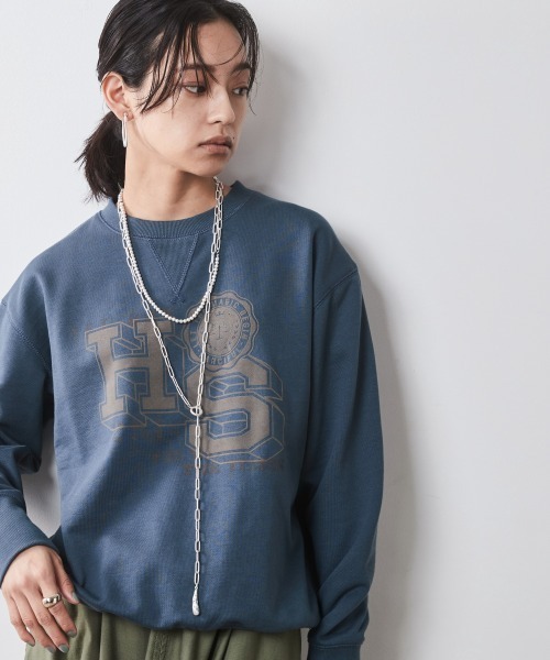 CHIC STYLE(シックスタイル)の「フロッキープリントスウェット <大きいサイズ有>シックスタイル(スウェット・レディース・ネイビー系/オフホワイト/チャコール・L/M/5L/4L/3L/LL)」の3枚目の写真