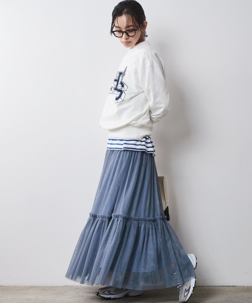 CHIC STYLE(シックスタイル)の「フロッキープリントスウェット <大きいサイズ有>シックスタイル(スウェット・レディース・ネイビー系/オフホワイト/チャコール・L/M/5L/4L/3L/LL)」の7枚目の写真