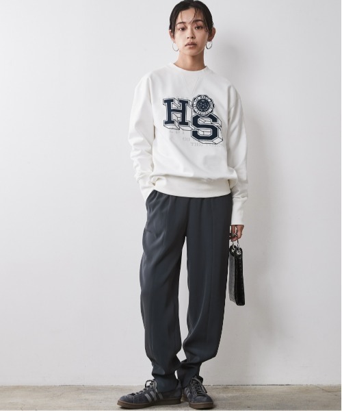 CHIC STYLE(シックスタイル)の「フロッキープリントスウェット <大きいサイズ有>シックスタイル(スウェット・レディース・ネイビー系/オフホワイト/チャコール・L/M/5L/4L/3L/LL)」の8枚目の写真