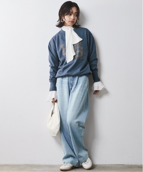 CHIC STYLE(シックスタイル)の「フロッキープリントスウェット <大きいサイズ有>シックスタイル(スウェット・レディース・ネイビー系/オフホワイト/チャコール・L/M/5L/4L/3L/LL)」の17枚目の写真