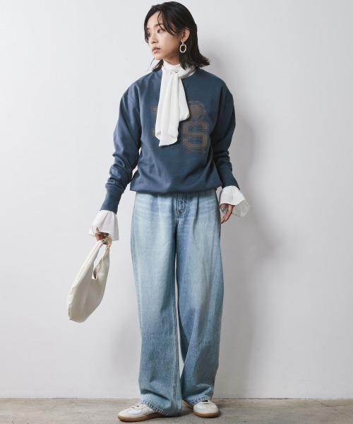 CHIC STYLE(シックスタイル)の「フロッキープリントスウェット <大きいサイズ有>シックスタイル(スウェット・レディース・ネイビー系/オフホワイト/チャコール・L/M/5L/4L/3L/LL)」の19枚目の写真