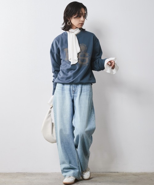 CHIC STYLE(シックスタイル)の「フロッキープリントスウェット <大きいサイズ有>シックスタイル(スウェット・レディース・ネイビー系/オフホワイト/チャコール・L/M/5L/4L/3L/LL)」の22枚目の写真