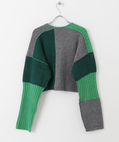KBF(ケイビーエフ)の「パッチワークニットカーディガン(ニット/セーター・レディース・グレー系その他/グリーン系その他/レッド系その他・ONE)」の9枚目の写真