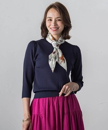 【WEB限定】ホーススカーフ付きニット≪セットアップ対応/手洗い可能≫