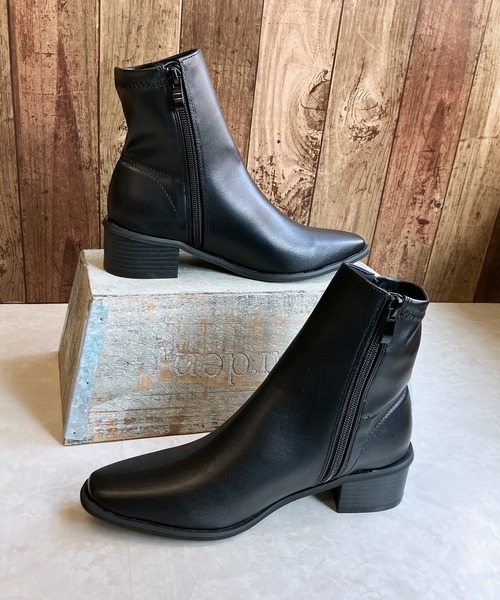 Noubel Voug Relax（ヌーベルヴォーグリラックス）の「サイドファスナー スクエアトゥ エレガントショートブーツ（ブーツ・レディース・ブラック・M/S/LL/L）」の3枚目の写真