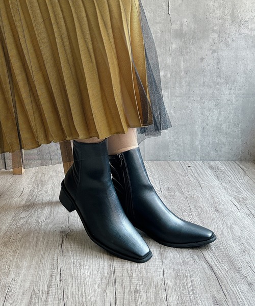 Noubel Voug Relax（ヌーベルヴォーグリラックス）の「サイドファスナー スクエアトゥ エレガントショートブーツ（ブーツ・レディース・ブラック・M/S/LL/L）」の8枚目の写真