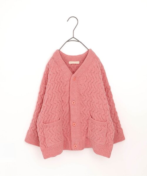 p.premier（ピードットプルミエ）の「ケーブルニットカーディガン（カーディガン/ボレロ・キッズ・ブルー/アイボリー/ブラック/ピンク・110/100/90/80/140/130/120）」の4枚目の写真