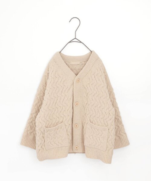 p.premier（ピードットプルミエ）の「ケーブルニットカーディガン（カーディガン/ボレロ・キッズ・ブルー/アイボリー/ブラック/ピンク・110/100/90/80/140/130/120）」の2枚目の写真