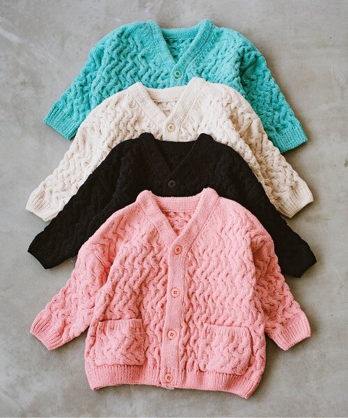 p.premier（ピードットプルミエ）の「ケーブルニットカーディガン（カーディガン/ボレロ・キッズ・ブルー/アイボリー/ブラック/ピンク・110/100/90/80/140/130/120）」の6枚目の写真