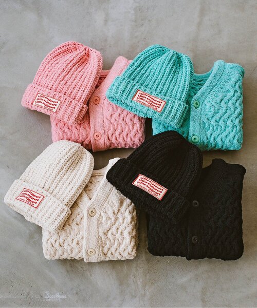 p.premier（ピードットプルミエ）の「ケーブルニットカーディガン（カーディガン/ボレロ・キッズ・ブルー/アイボリー/ブラック/ピンク・110/100/90/80/140/130/120）」の7枚目の写真
