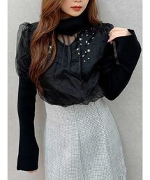 MERCURYDUO | 異素材ドッキングシアーキラキラニット(ニット/セーター)