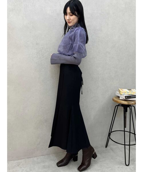 ニット セーター 異素材ドッキングシアーキラキラニット レディース MERCURYDUO（マーキュリーデュオ）の「異素材ドッキングシアー