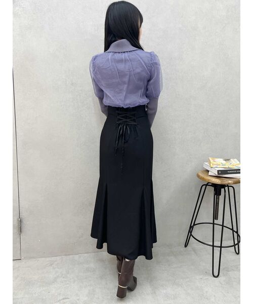 MERCURYDUO（マーキュリーデュオ）の「異素材ドッキングシアーキラキラニット（ニット/セーター・レディース・ブラック/パープル/オフホワイト・FREE）」の13枚目の写真