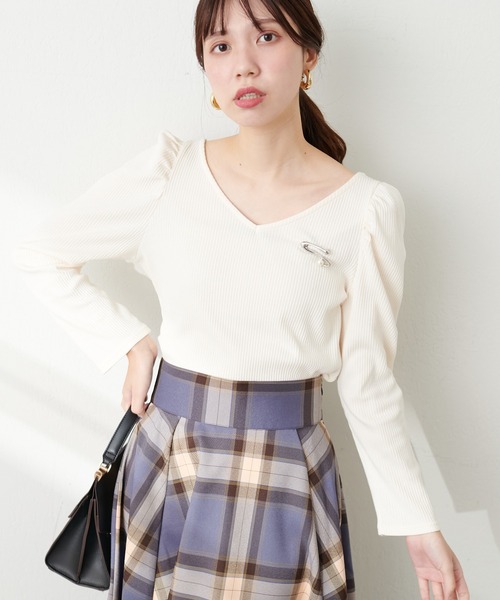 natural couture（ナチュラルクチュール）の「テレコ2WAYプリンセスT（Tシャツ/カットソー・レディース・モカ/ボルドー/ブラック/オフホワイト/ブルー・FREE）」の2枚目の写真