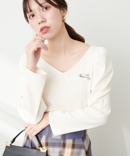 natural couture（ナチュラルクチュール）の「テレコ2WAYプリンセスT（Tシャツ/カットソー・レディース・モカ/ボルドー/ブラック/オフホワイト/ブルー・FREE）」の8枚目の写真