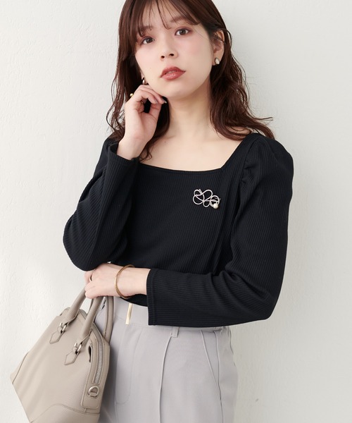 natural couture（ナチュラルクチュール）の「テレコ2WAYプリンセスT（Tシャツ/カットソー・レディース・モカ/ボルドー/ブラック/オフホワイト/ブルー・FREE）」の13枚目の写真