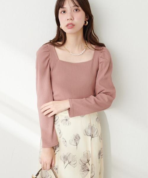 natural couture（ナチュラルクチュール）の「テレコ2WAYプリンセスT（Tシャツ/カットソー・レディース・モカ/ボルドー/ブラック/オフホワイト/ブルー・FREE）」の18枚目の写真