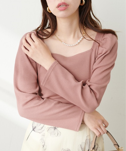 natural couture（ナチュラルクチュール）の「テレコ2WAYプリンセスT（Tシャツ/カットソー・レディース・モカ/ボルドー/ブラック/オフホワイト/ブルー・FREE）」の16枚目の写真