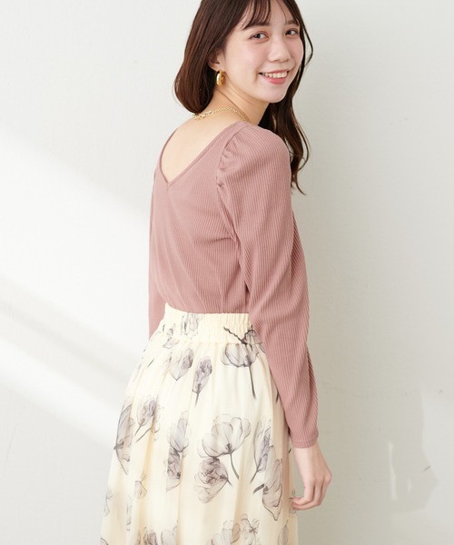 natural couture（ナチュラルクチュール）の「テレコ2WAYプリンセスT（Tシャツ/カットソー・レディース・モカ/ボルドー/ブラック/オフホワイト/ブルー・FREE）」の17枚目の写真