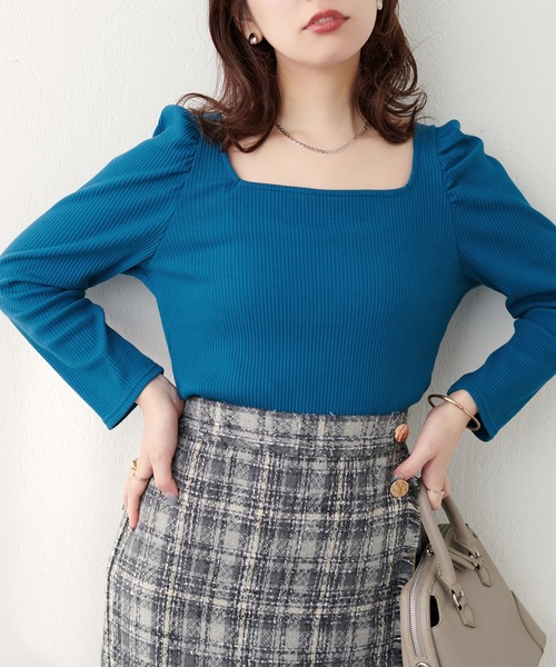 natural couture（ナチュラルクチュール）の「テレコ2WAYプリンセスT（Tシャツ/カットソー・レディース・モカ/ボルドー/ブラック/オフホワイト/ブルー・FREE）」の21枚目の写真