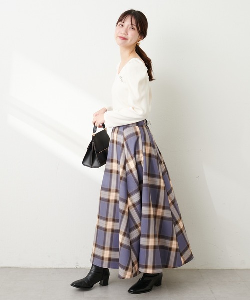 natural couture（ナチュラルクチュール）の「テレコ2WAYプリンセスT（Tシャツ/カットソー・レディース・モカ/ボルドー/ブラック/オフホワイト/ブルー・FREE）」の9枚目の写真